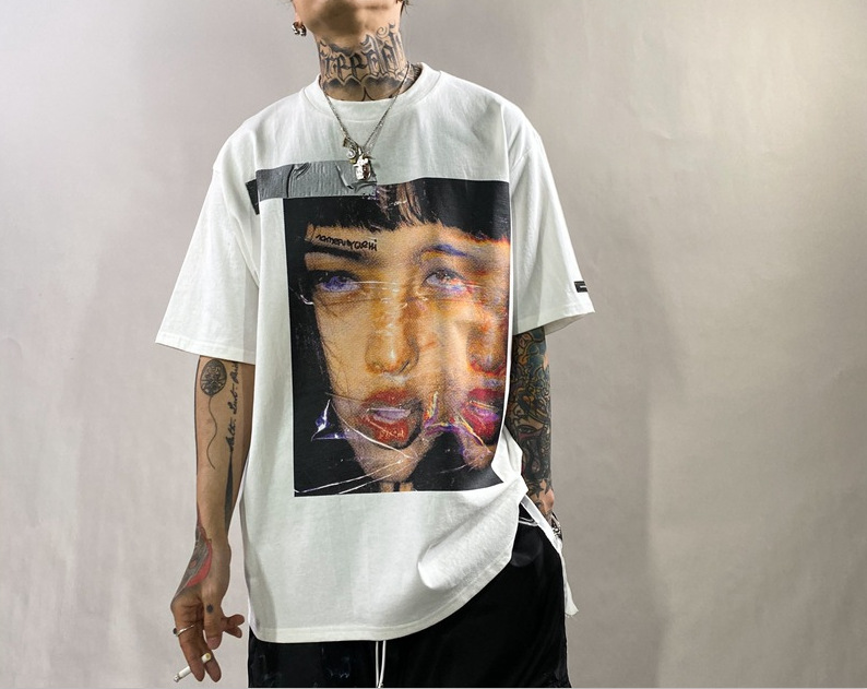 Áo thun tay ngắn ngoại cỡ size M-2XL họa tiết mùa hè phong cách hip hop đường phố Hồng Kông cao cấp cho nam thanh niên