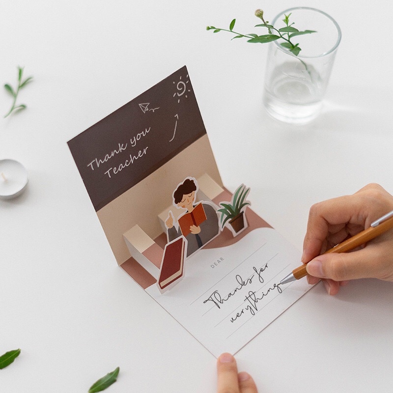 Thiệp 3D - Thiệp Kèm Ruy Băng Tri Ân Thầy Cô Giáo 20/11 Kèm Phong Thư Và Tem Niêm Phong