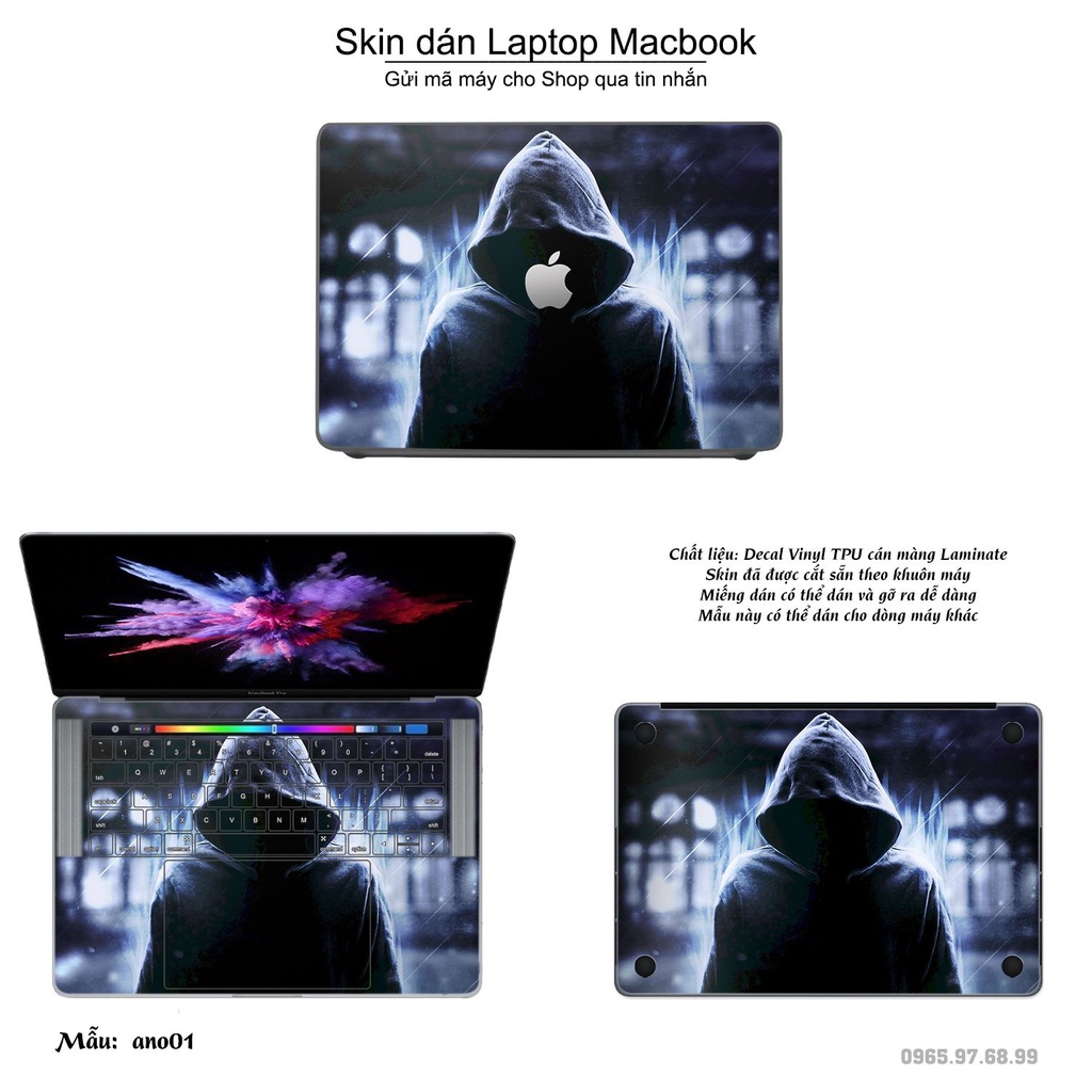 Skin dán Macbook mẫu Anonymous (đã cắt sẵn, inbox mã máy cho shop)