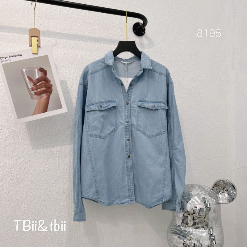 Áo sơmi jean 2 túi ngực hàng QCL1