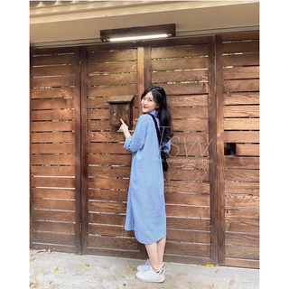 VÁY SƠ MI KẺ SỌC DÁNG DÀI