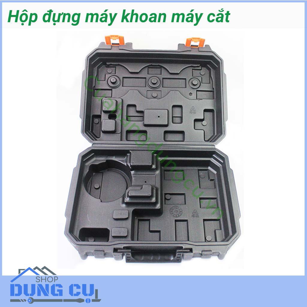 Hộp đựng máy khoan điện, máy cắt, máy mài đa năng có khóa màu cam