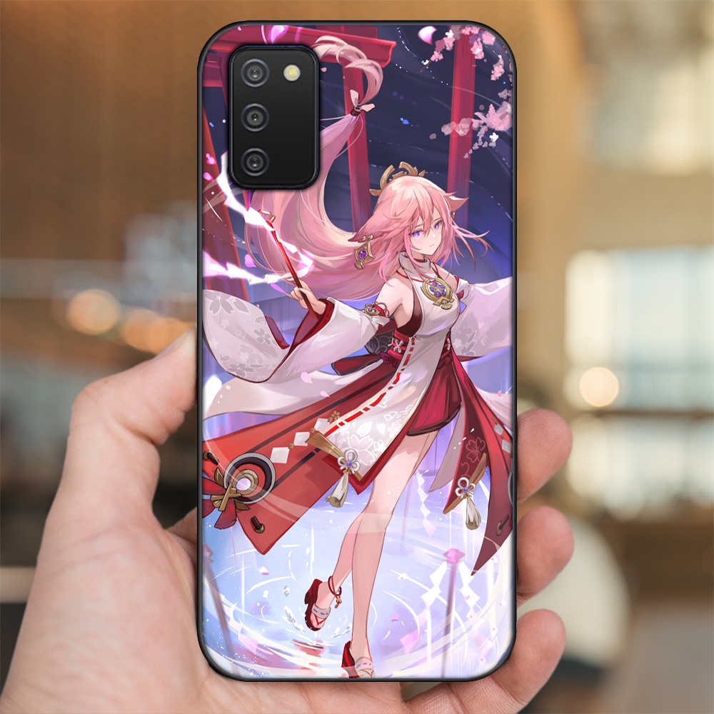 Ốp lưng Samsung A03S viền đen in hình Yae Miko Genshin Impact