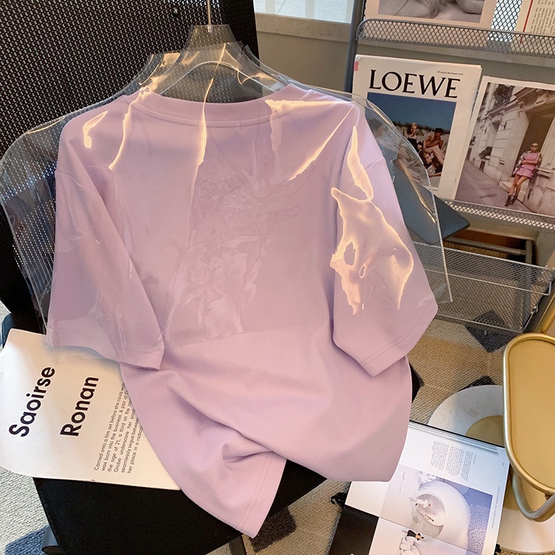 NRVP Áo Thun Nữ Ngắn Tay In Chữ Phong Cách Hàn Quốc