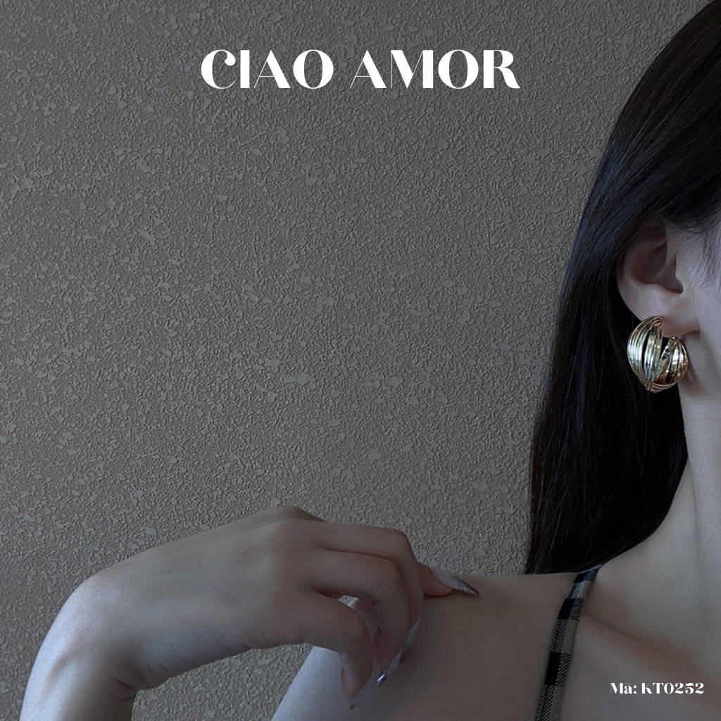 Khuyên tai nữ, Bông tai nữ tròn đuôi bạc 925 sợi đan chéo thanh lịch Trang sức Ciao Amor - KT0252