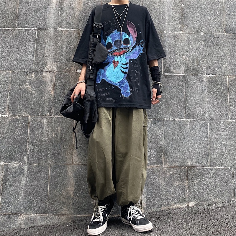 Áo phông nam, áo phông nam form rộng tay lỡ ulzzang màu đen trắng hiphop thời trang đường phố hàn quốc | BigBuy360 - bigbuy360.vn