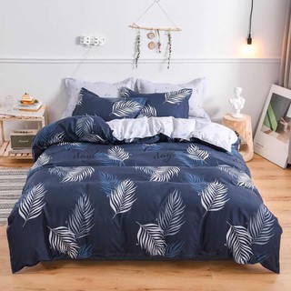 Bộ Ga Giường (Hình Thật) Chần Bông Sọc Lá Liễu Xanh Đen Cực Sang Cotton M2*2M-M4*2M- M6*2M-M8*2M