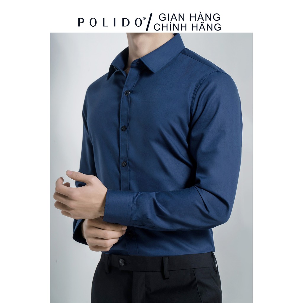 Áo Sơmi Nam Trơn CEFFYLO Màu Xanh Navy Vải Cotton Thấm Hút, Chống Nhăn Form Slimfit | BigBuy360 - bigbuy360.vn