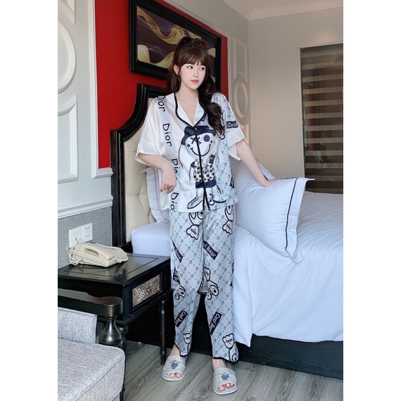 Pijama lụa LATIN mẫu chuẩn nhà Nhi tay ngắn siêu xinh 💕