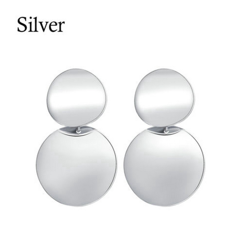 Cặp hoa tai hợp kim mặt 2 hình tròn thời trang cho nữ