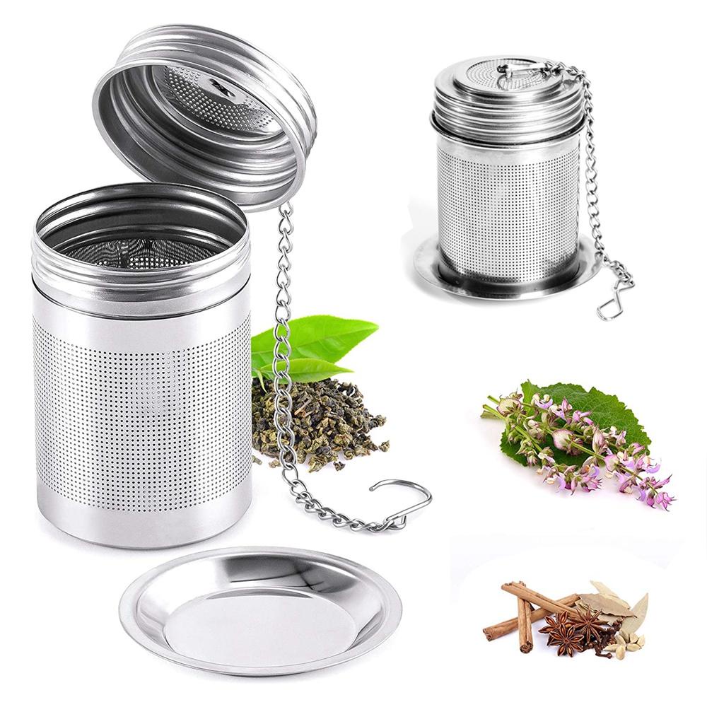 Set 1 / 2 Dụng Cụ Lọc Trà Bằng Lưới Kèm Nắp Và Dây Xích Mở Rộng