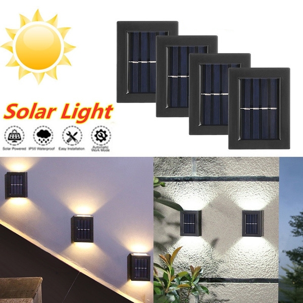 Đèn gắn tường 2 LED cảm ứng chuyển động PIR sử dụng năng lượng mặt trời dùng trang trí sân vườn