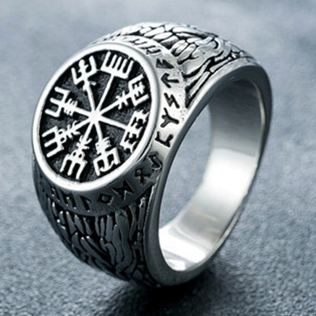 Nhẫn Titan Vegvisir La bàn phép thuật Bắc Âu - R064 - Aluha