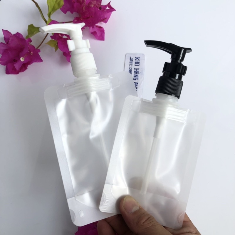 SET 5 TÚI NHỰA TRONG - Combo 5 túi chiết Mỹ phẩm 30ml/ 50ml/ 100ml nắp bật Đen, xịt sương, xịt giọt, vòi nhấn, nắp nhôm