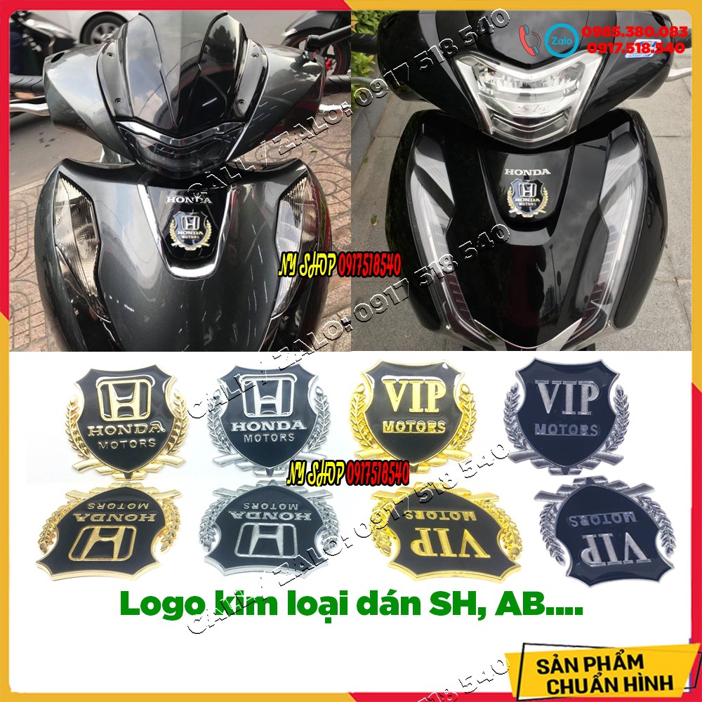 Logo HONDA / VIP Motors Kim Loại Dán Ô Tô, Xe Máy SH2012 - SH 2020, AB.. (GIÁ 1 CHIẾC)