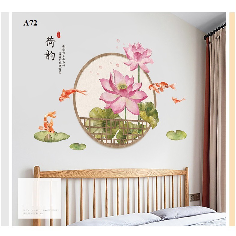 Decal dán tường Hoa sen A72 - Decal dán tường Hàn Quốc