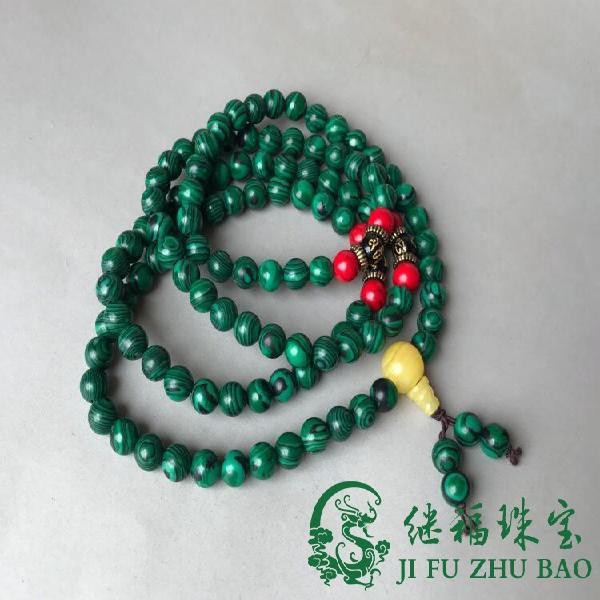 (promo) Chuỗi Hạt Đá Malachite Màu Xanh Lá 8mm 108