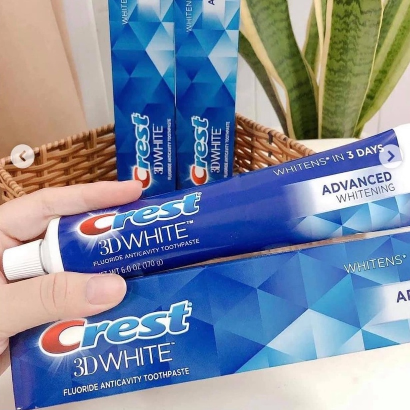 ĐỦ BILL - Kem Đánh Răng Crest 3D White Advanced Tripple Whitening Mỹ - KEM TRẮNG RĂNG 158GR