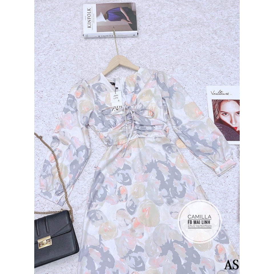 ✨BÁN SỈ✨Đầm họa tiết màu loang sáng dáng dài
