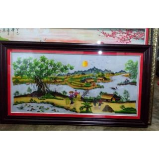 Tranh thêu sẵn(tranh làng quê)