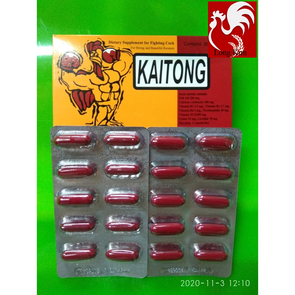 KÍCH LỰC KAITONG Thái Lan Hộp 2 vỉ 20 viên Bổ sung dinh dưỡng, tăng cường cơ bắp cho gà trước đá 1 đến 2 tuần