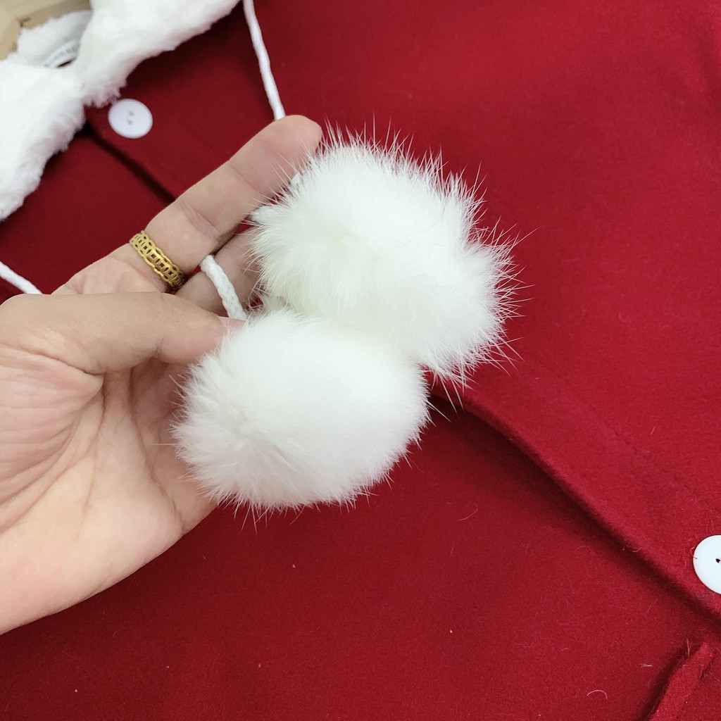 Áo Khoác Dạ Nữ Đỏ Phối Lông Cổ Lông Tay Trắng Siêu Xinh Chất Liệu Dạ Loại I Cực Dày Dặn Ấm Áp. | BigBuy360 - bigbuy360.vn