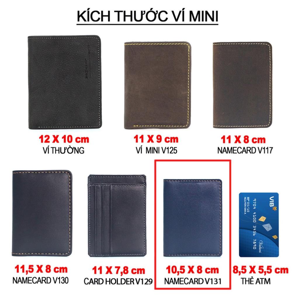 Card holder Bụi Leather - V131 , da bò, màu đen, xanh, đựng thẻ, CMT cũ nhỏ gọn, bảo hành 12 tháng c 5