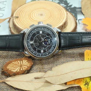 Đồng hồ nam dây da - iwc - mặt đen