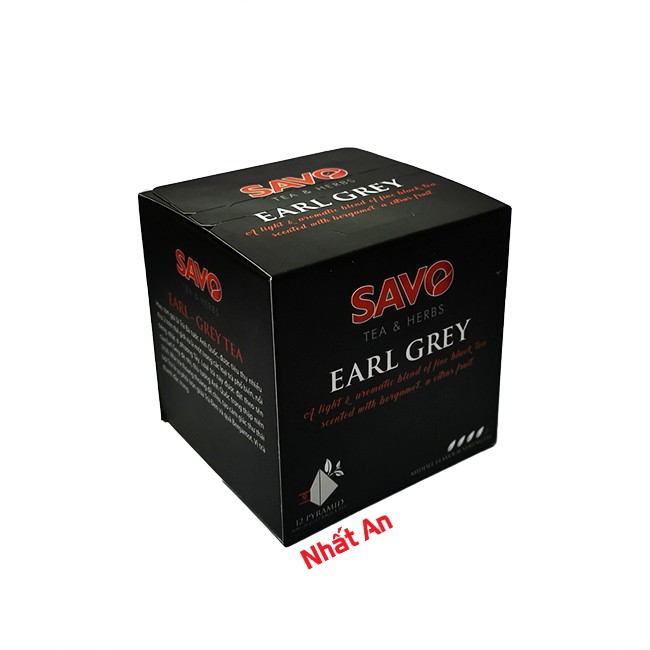 Trà túi lọc SAVO Earl Grey/ Trà bá tước (12 gói x 3gr)