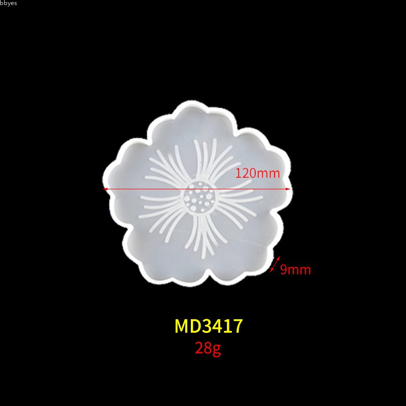 bbyes Hoa Cánh hoa Coaster Khuôn silicone Tinh thể Epoxy Khay Trái cây Khuôn Tự làm Thủ công