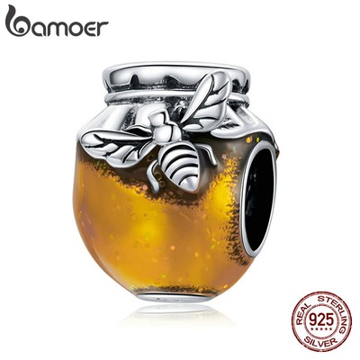 Hạt charm BAMOER scc1914 mạ vàng bạc 925 hình chú ong thời trang DIY