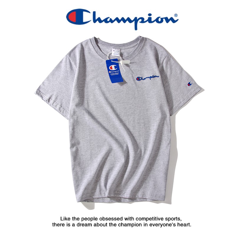 Áo Thun Cotton Tay Ngắn Thêu Chữ Champion