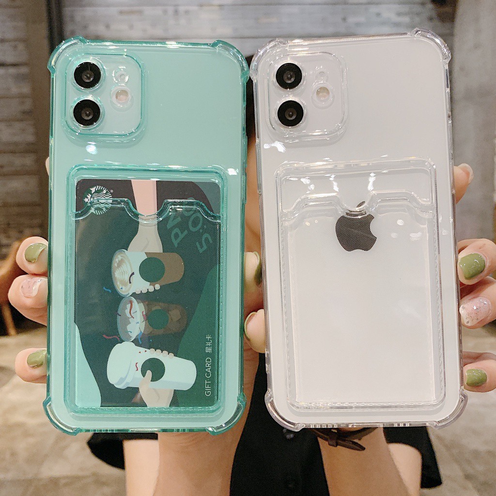 Case iPhone 12 Pro Max IPhone 11 8plus 7plus 6 6S Plus 7 8 SE X XR XS MAX 11pro Max Card-type transparent TPU all-inclusive mobile phone case