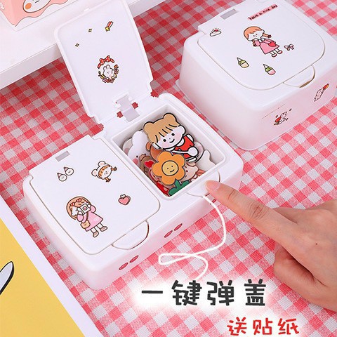 💥Hộp nhựa nhỏ đựng phụ kiện văn phòng, hộp sticker xinh xắn