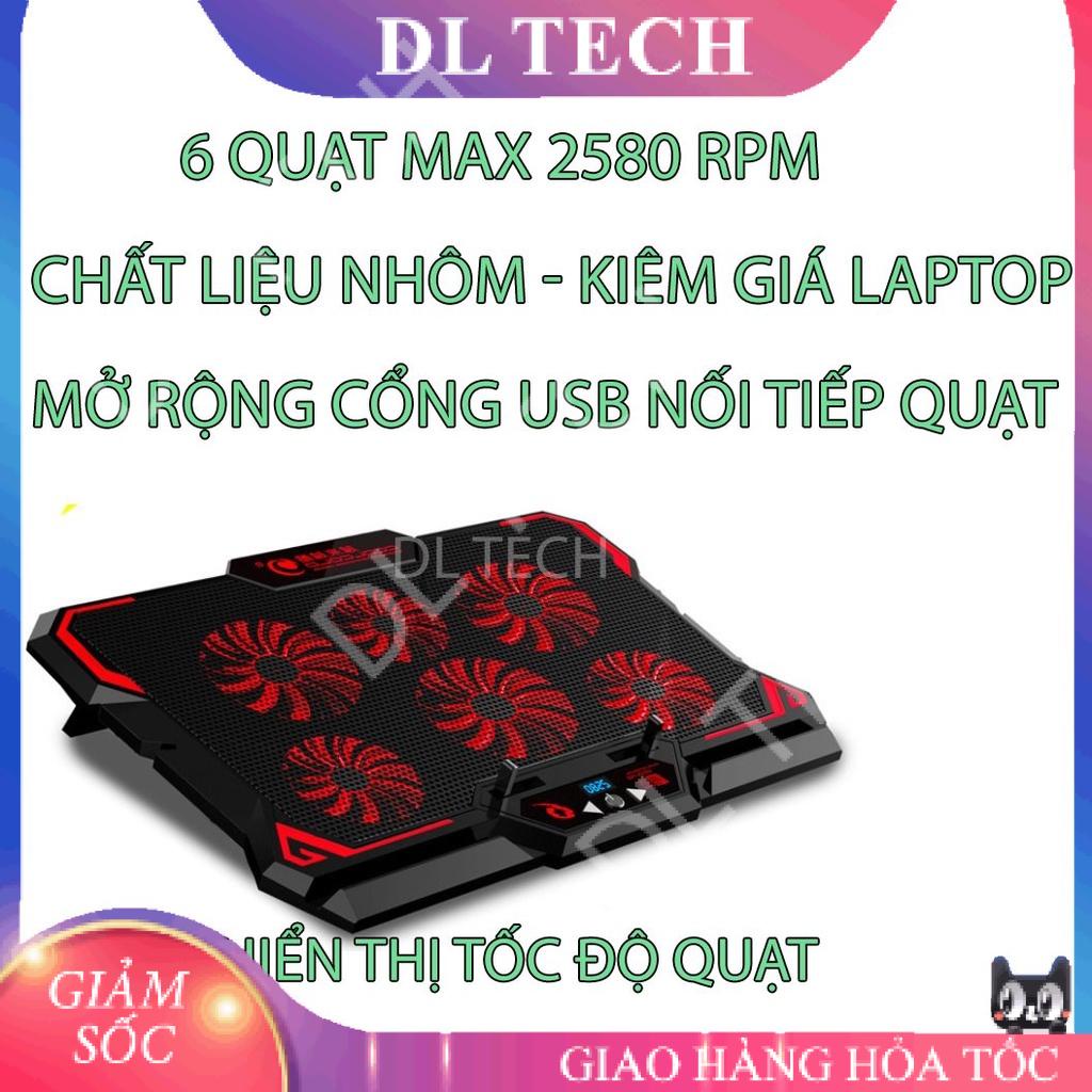 Đế tản nhiệt laptop COOL 6 2580RPM Màn hình điều khiển quạt tản nhiệt gaming đèn led Macbook Asus ... DL TECH