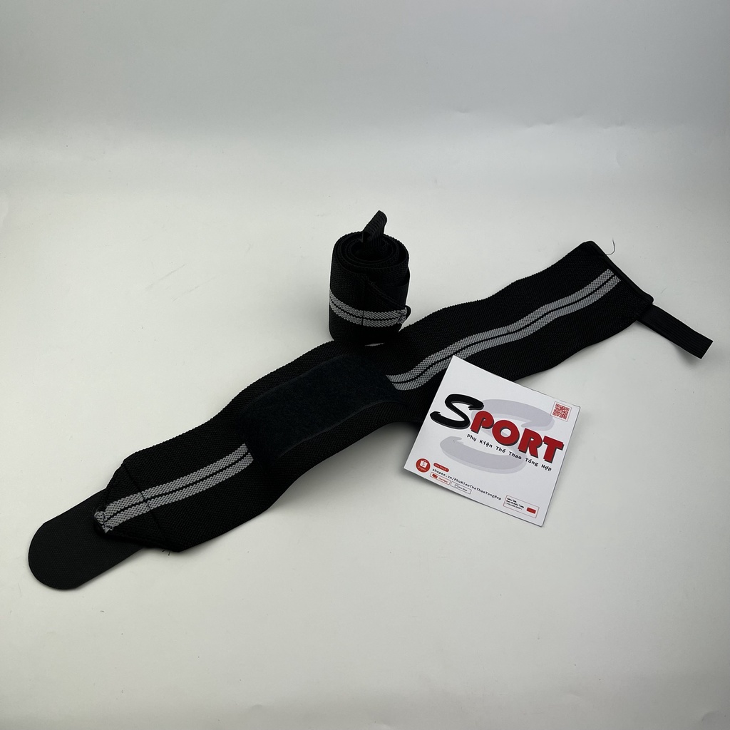 Dây Quấn Chống Lật Cổ Tay Tập Gym, Băng Cổ Tay Tập Thể Hình - Đen 2 Sọc Xám | Gym Anti-Flip Wrist Bands , Fitness Wrist