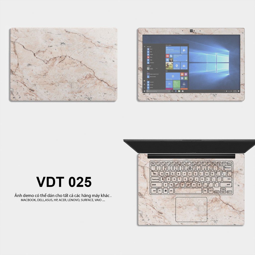 Bộ skin dán laptop mẫu Vân Đá / Có mẫu decal dán cho tất cả các hãng máy tính