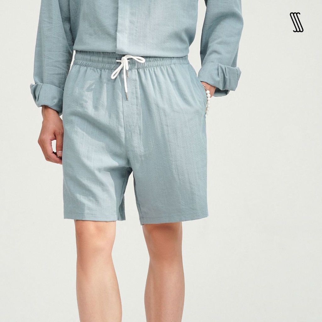 Quần short nam SSSTUTTER linen thoáng mát lưng chun BEI LINEN SHORTS