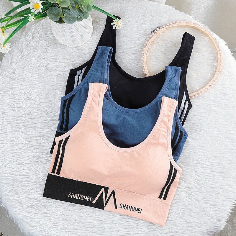 Áo tập chữ M phối phối sọc - Áo bra croptop tập gym chất thun dệt