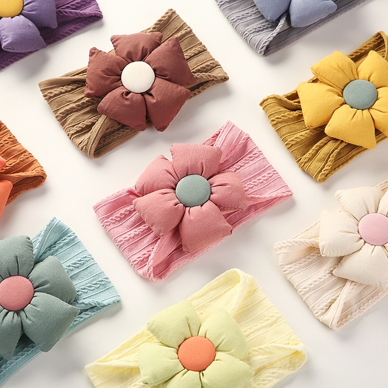 Turban/băng đô vải cho bé gái, nơ phồng xinh