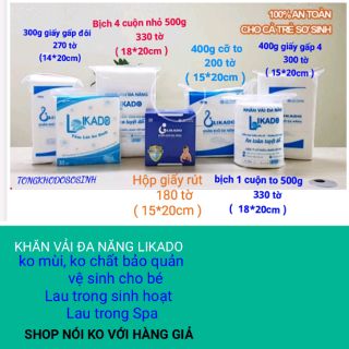 Combo 2 bịch loại 300g,hoặc 400g, hoặc 500g ,hoặc hộp  khăn khô đa năng Likado (HÀNG CHUẨN )