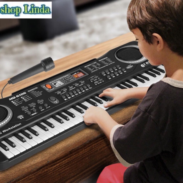 [Bảo hành 1 đổi 1] Đàn piano đàn điện tử cho bé tập 61 phím cho bé mơi chơi tặng kèm mic Linda