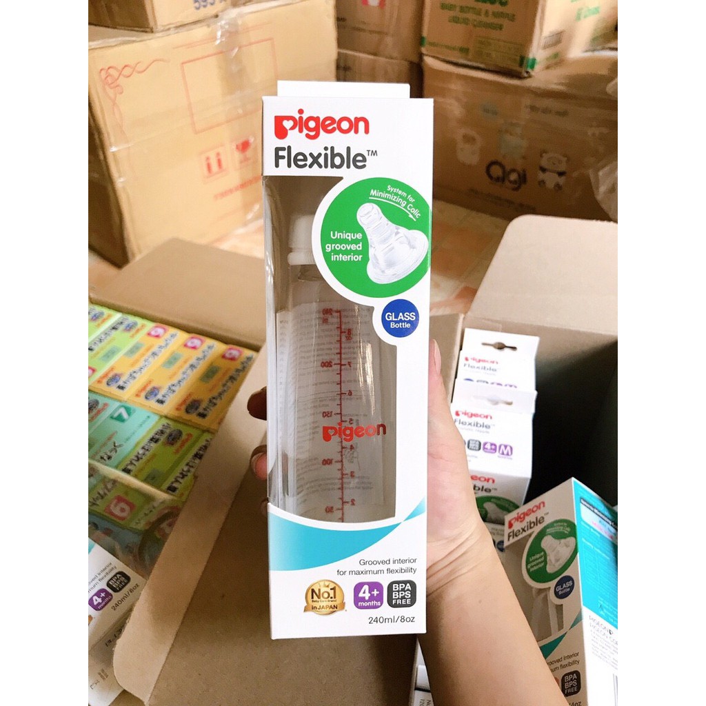 Bình Sữa Thủy Tinh Pigeon Cổ Hẹp 120ml/240ml