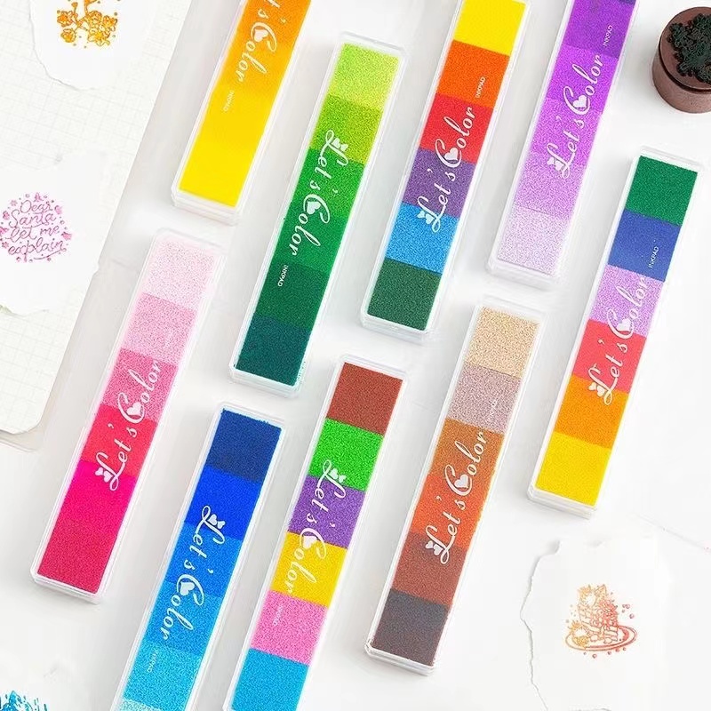 Hộp mực cho con dấu nhiều màu sắc không phai Hộp mực in con dấu 6 màu gradient chuyên nghiệp