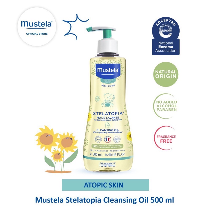 [CHÍNH HÃNG] Dầu làm sạch dành cho da chàm, viêm da cơ địa Mustela Cleasing Oil 500ml