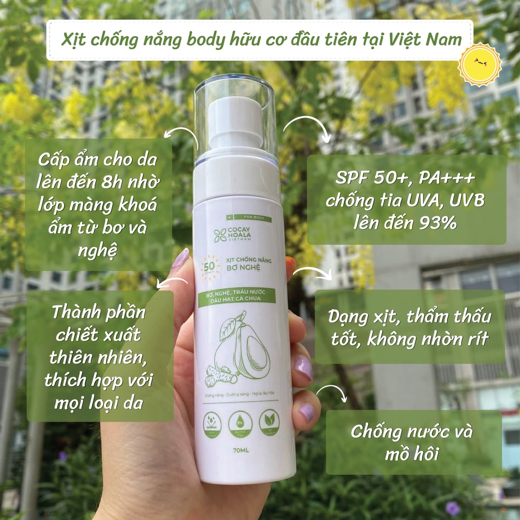 Kem Chống Nắng Bơ Nghệ Cỏ Cây Hoa Lá Vietnam - kiềm dầu, chống thấm nước, nâng tông da- Dung tích 30ml