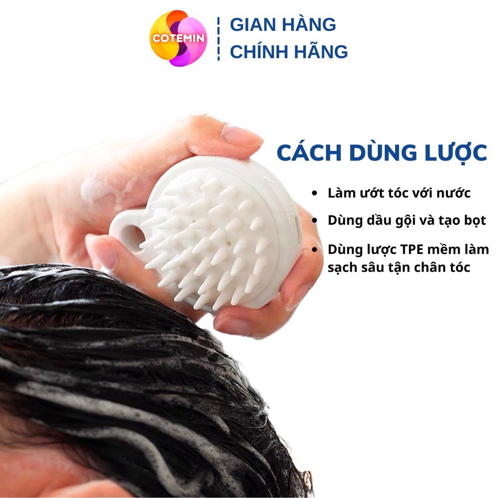 Lược Gội Đầu Muji Silicon Nhật Massage Đầu Giảm Stress Ngừa Rụng tóc Kích Thích Mọc Tóc Có Hộp COTEMIN