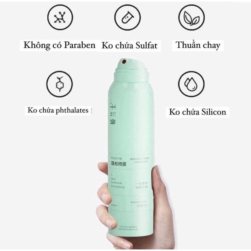 Dầu gội khô LIFUSHA dạng xịt 150ml chống bết hàng nội địa