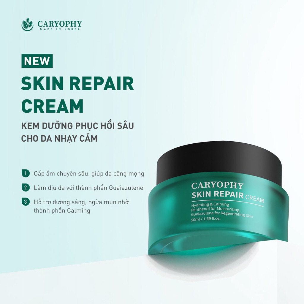 Combo Kem Dưỡng/Nước Hoa Hồng/Serum - Phục Hồi Da Nhạy Cảm - Caryophy Skin Repair