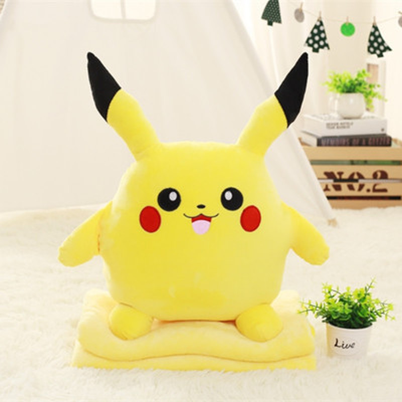 Pokemon Pikachu Squirtle Eevee Snorlax  Multifunctional Pillow and Mat Blanket In One